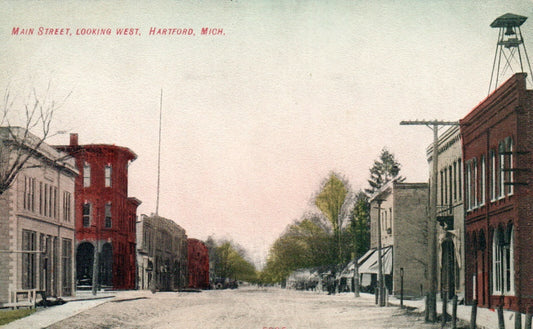 Main street Looking West Hartford MI Michigan Mich  Postcard