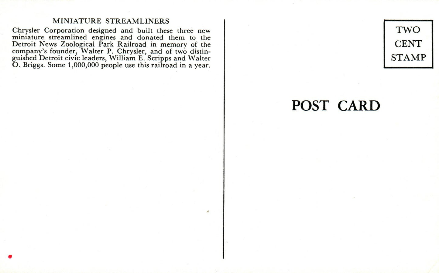 Miniature Chrysler-built Streamliners Detroit Zoological Park Railroad RR Train 