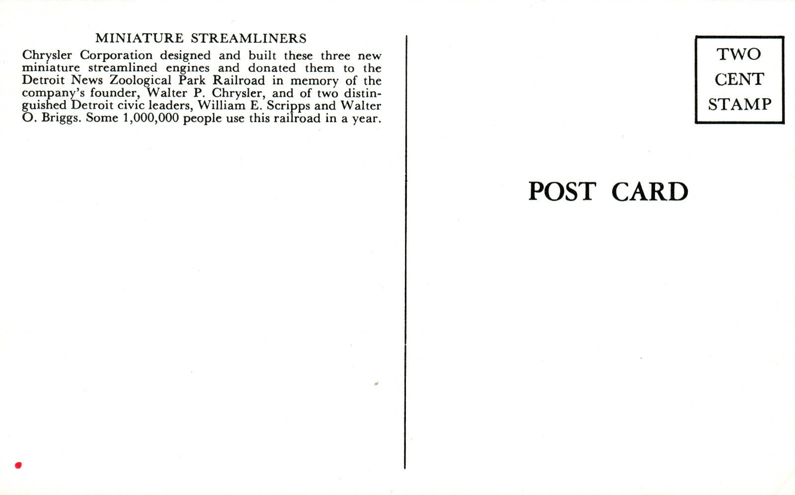 Miniature Chrysler-built Streamliners Detroit Zoological Park Railroad RR Train 