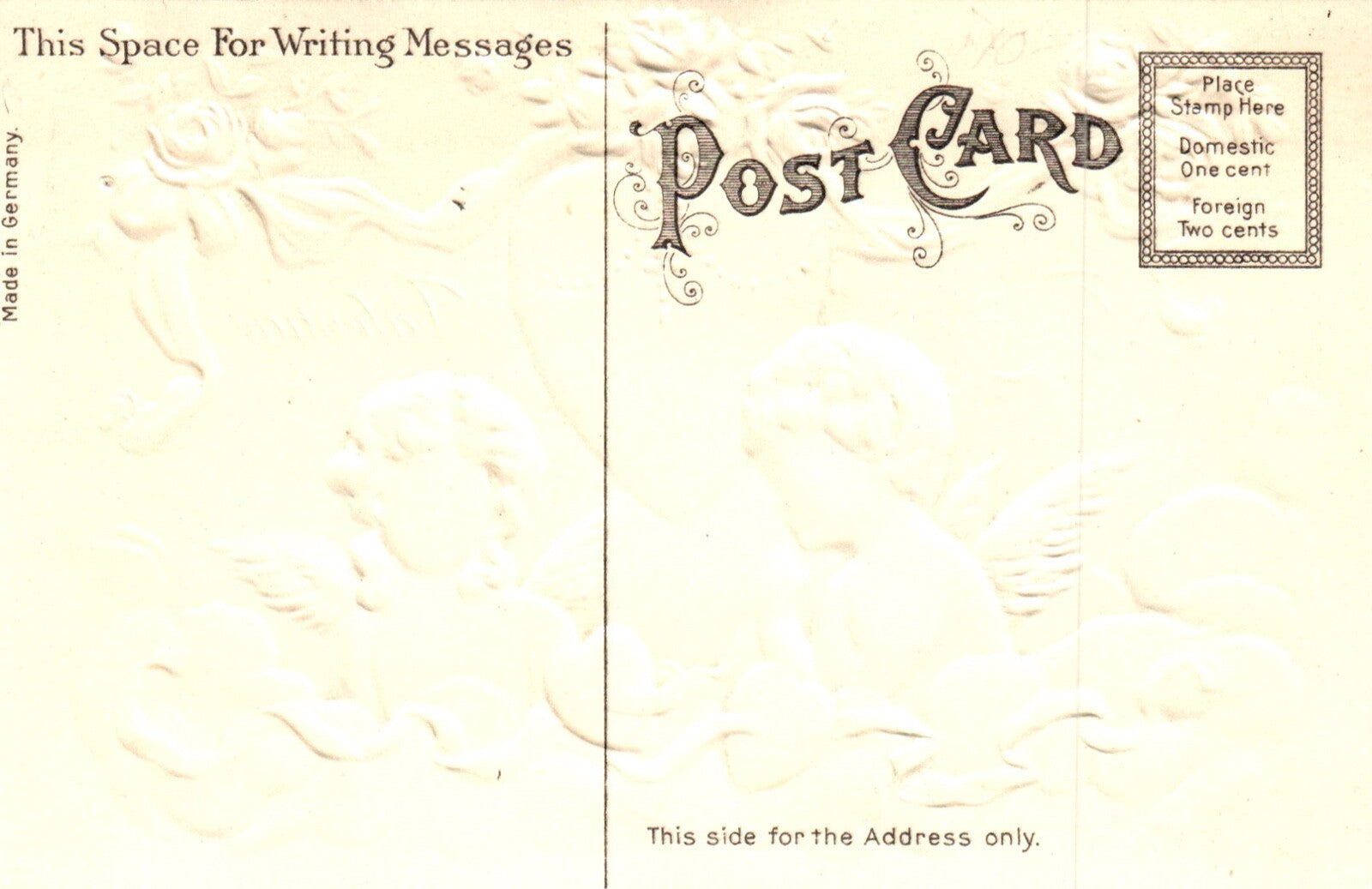 To My Valentine Cherubs with Roses & Hearts Vintage Valentine Postcard