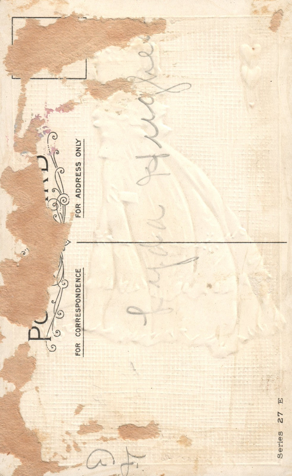 Hearts Are Trumps Woman In Blue Dress Gold Border Valentine Postcard Series 27E