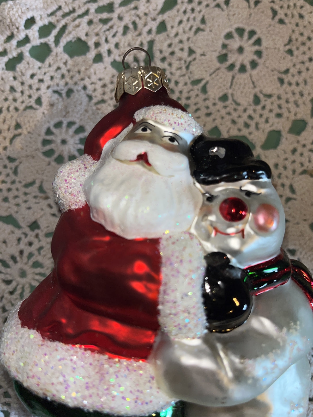 Vintage Santa & Snowman Mercury Glass Christmas Ornaments 