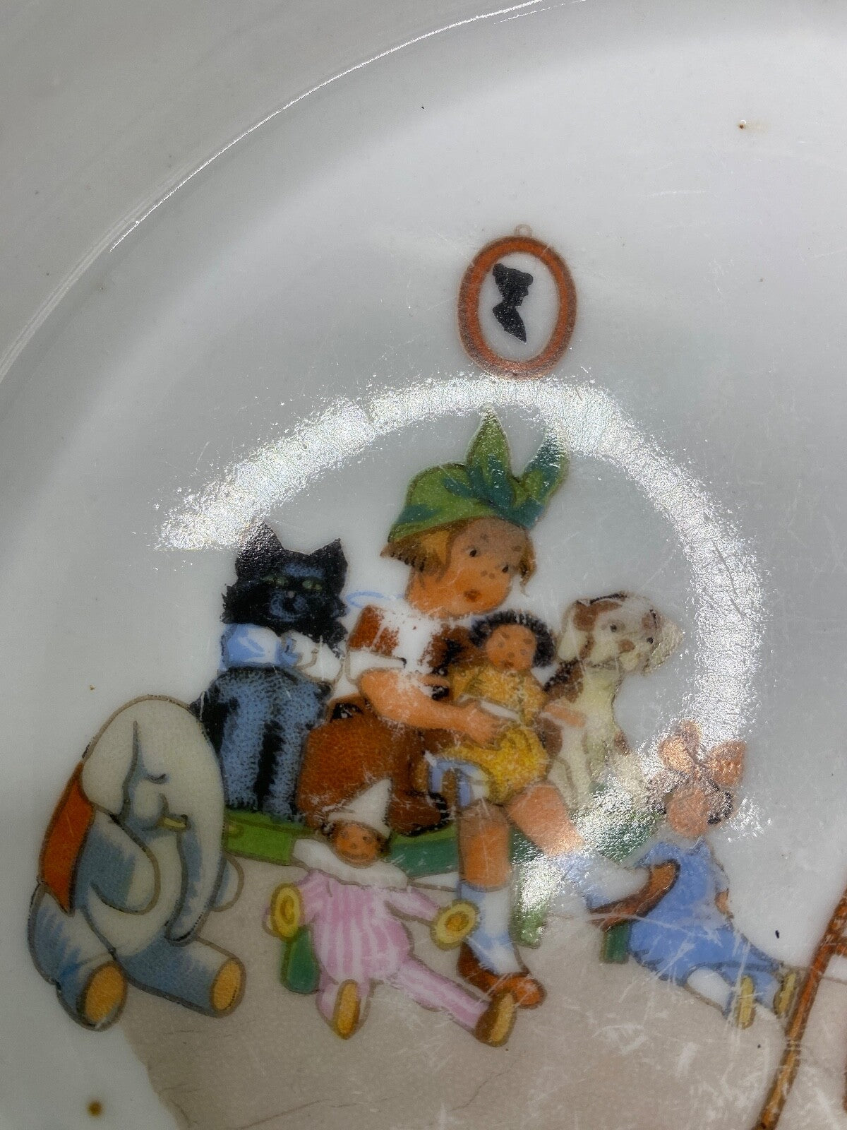 Vintage 1900s Children's Rim Bowl w/ Artwork on the Bottom Made in Germany Bowl