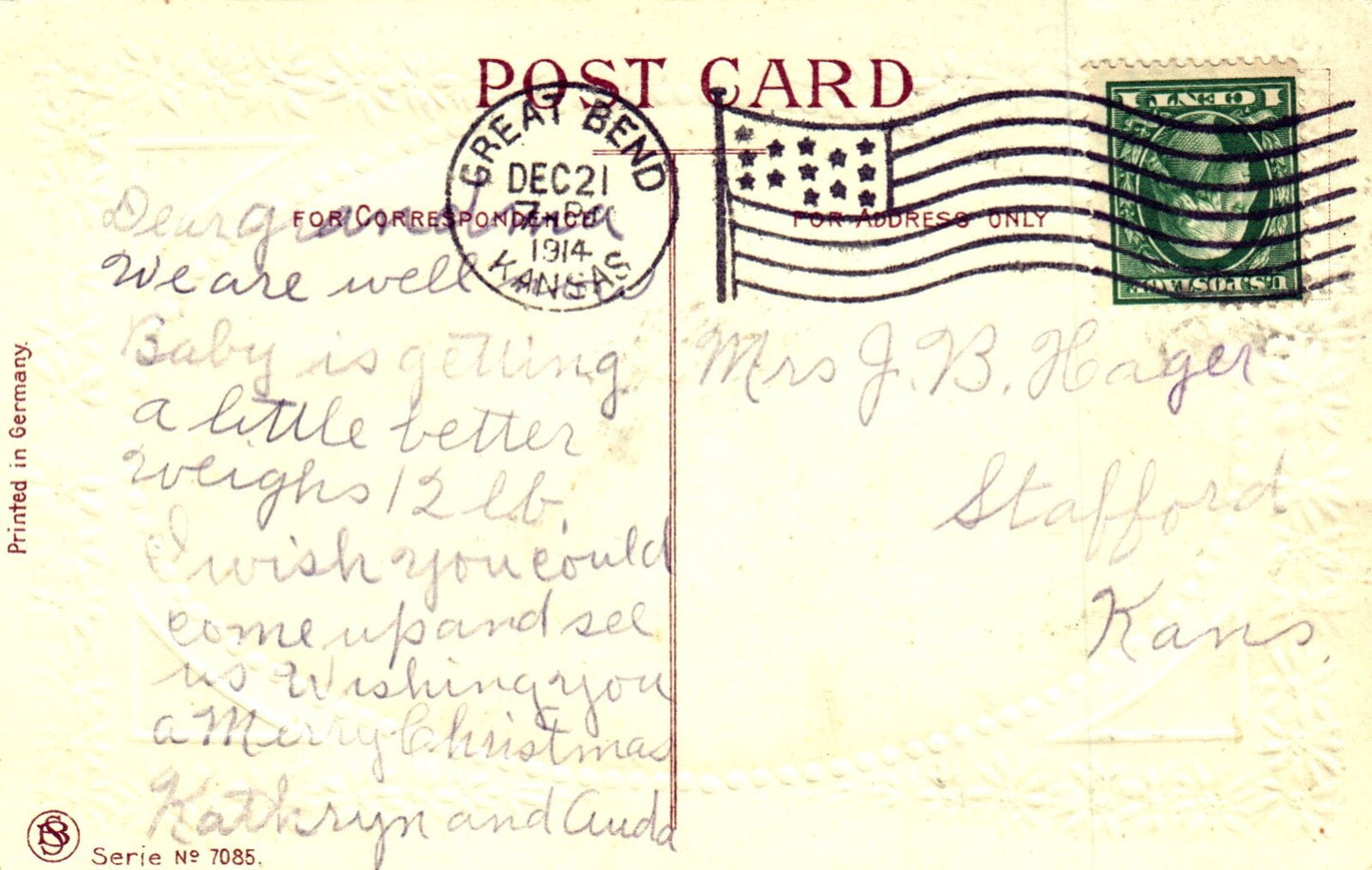 Christmas Greetings Blue Robe Santa With Toys For Kids Vintage Santa Postcard