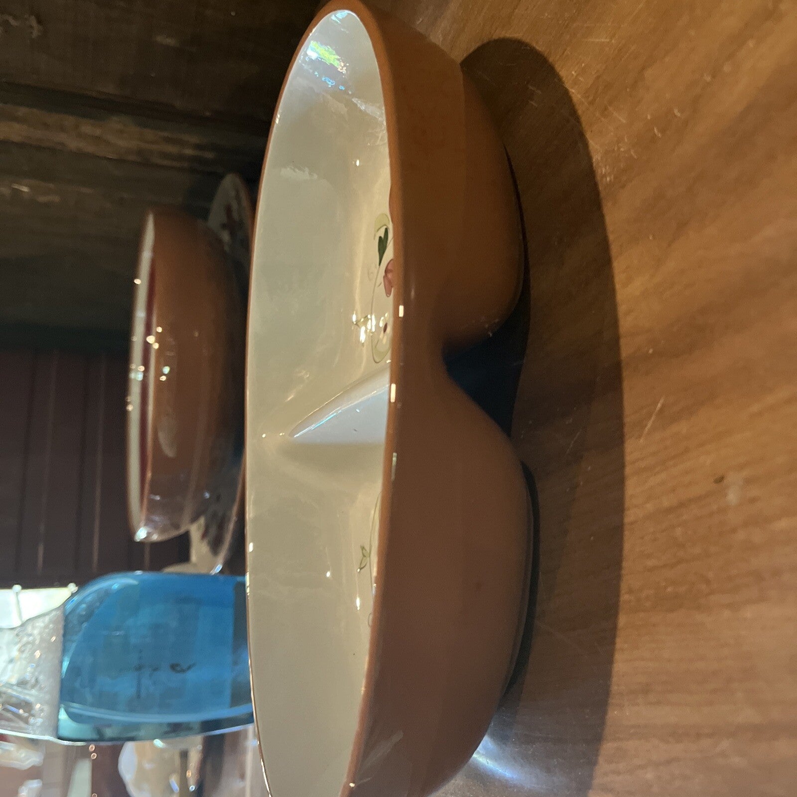 Stangl Pottery GARLAND 10 5/8" Divided Serving Bowl Red White Green Floral EXC.