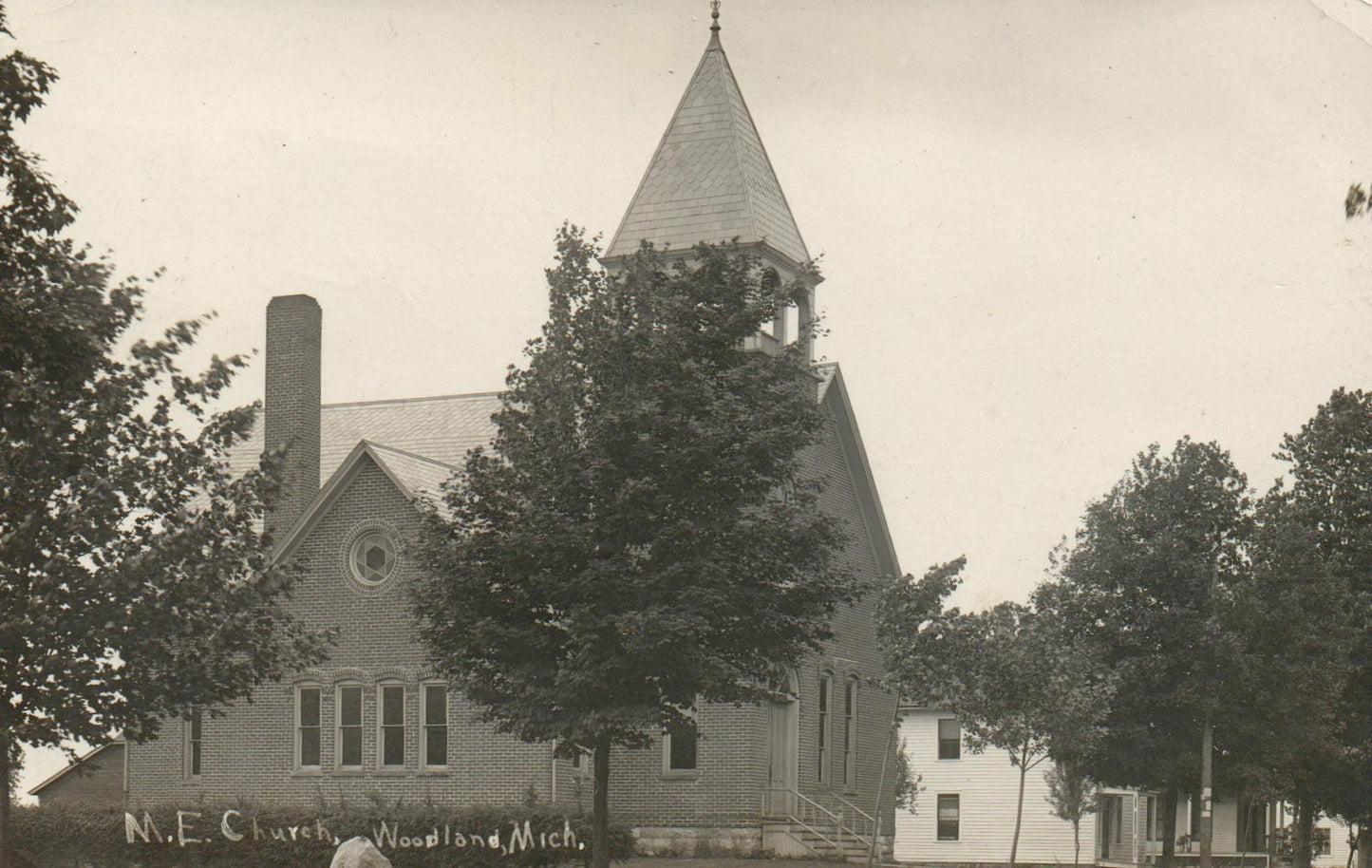 Real Photo M.E Church Woodland Michigan MI Postcard