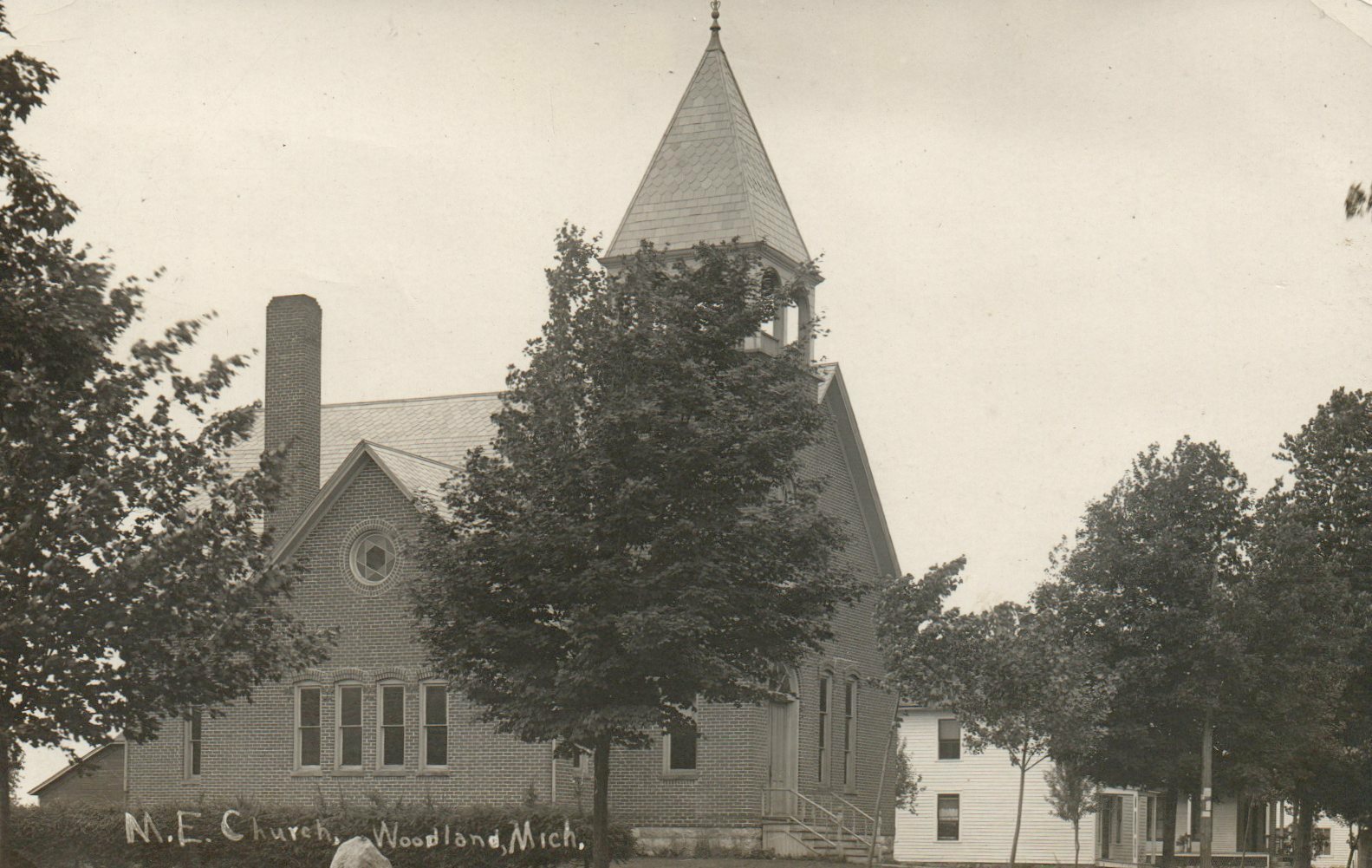 Real Photo M.E Church Woodland Michigan MI Postcard
