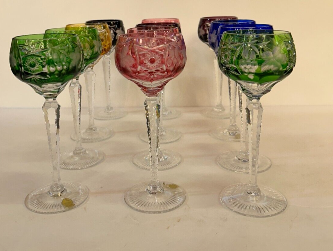 12 NACHTMANN TRAUBE Crystal 8.25 Cut To Clear WINE GOBLET Bohemian Marsala