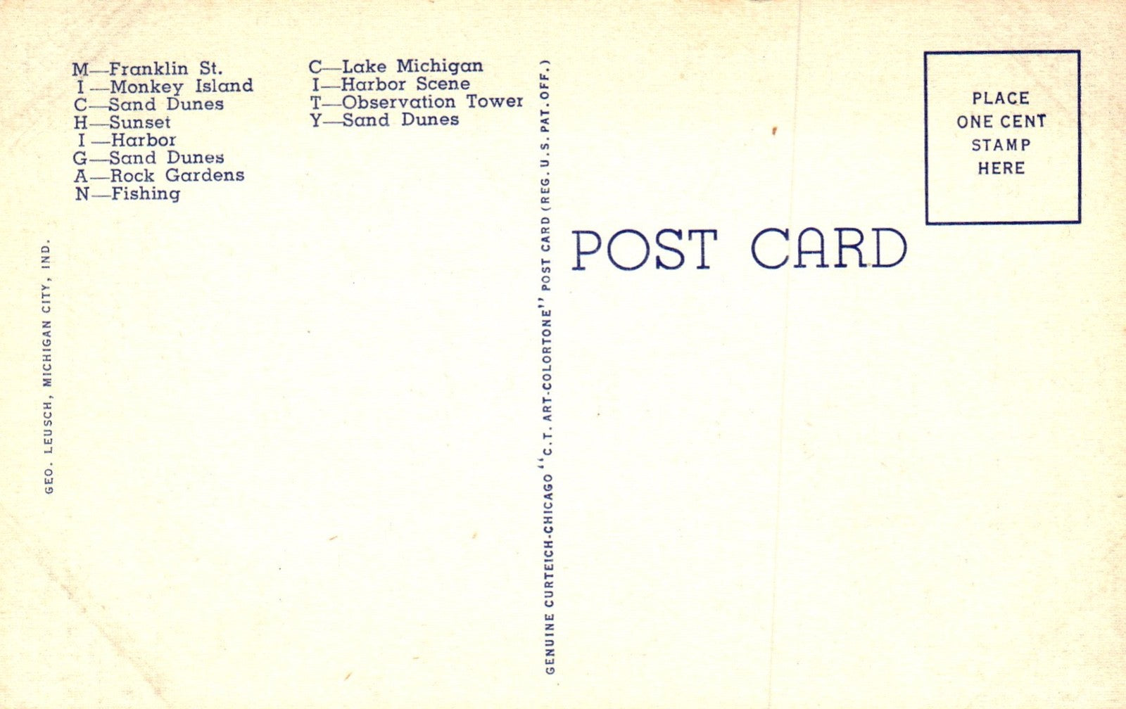 Large Letter Greetings From Michigan City Indiana Postcard