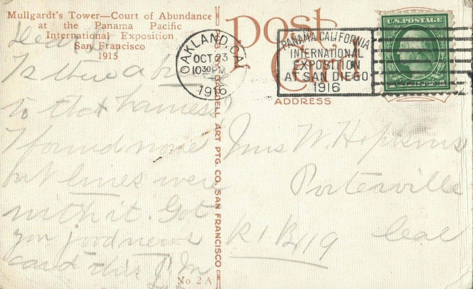 Mullgardt's Tower Panama Pacific Exposition Expo San Francisco California CA 