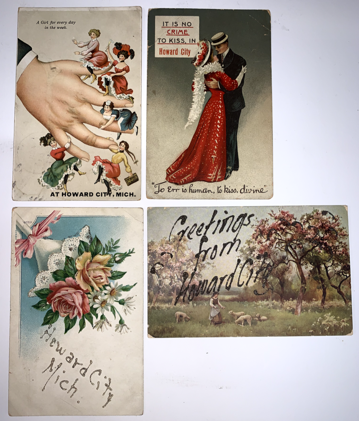Lot of Four Howard City Postcards MI Michigan Mich Postcard