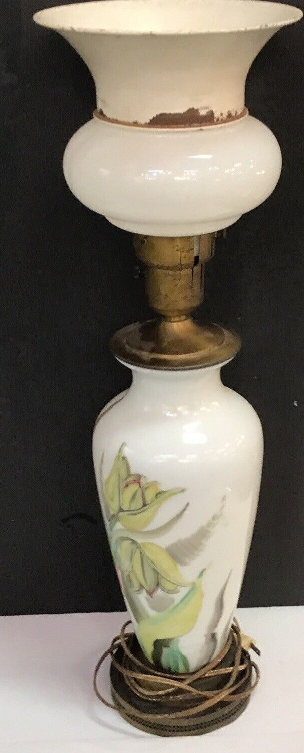 1930's Art Deco art nouveau26.5" Rare Hand Painted  Lamp Works