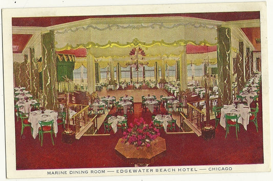 Marine Dining Room Interior Edgewater Beach Hotel Chicago IL Illinois Motel