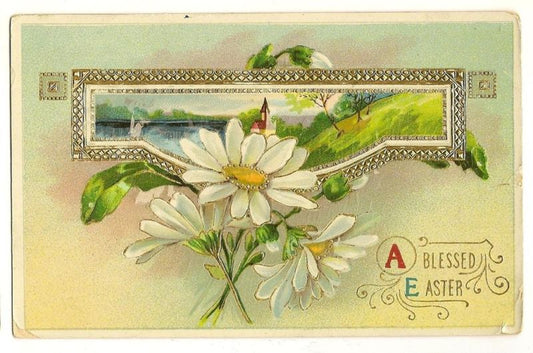 Gold Gilt Gel Daisy  Easter Postcard Series