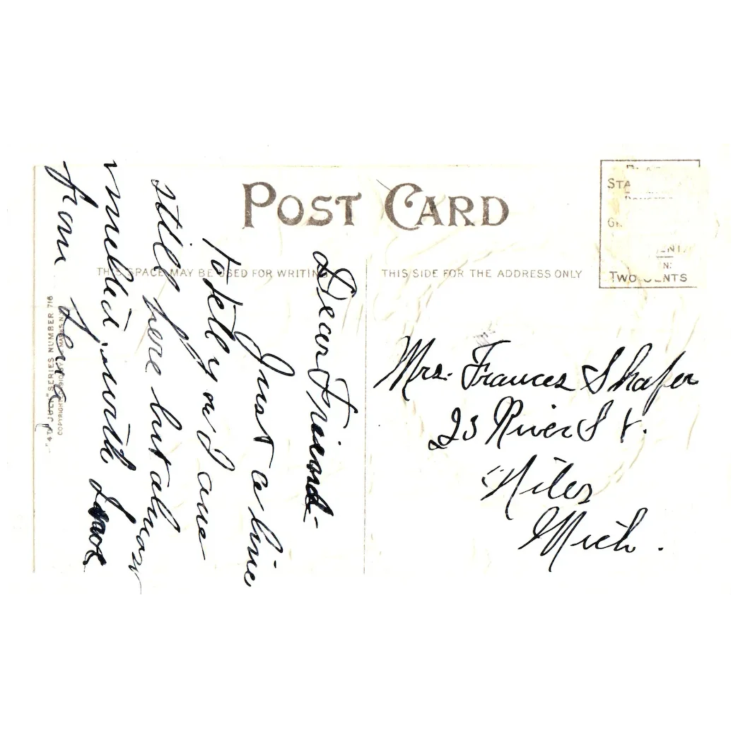 July Fourth Abraham Lincoln Black & White Children with American Flag Postcard