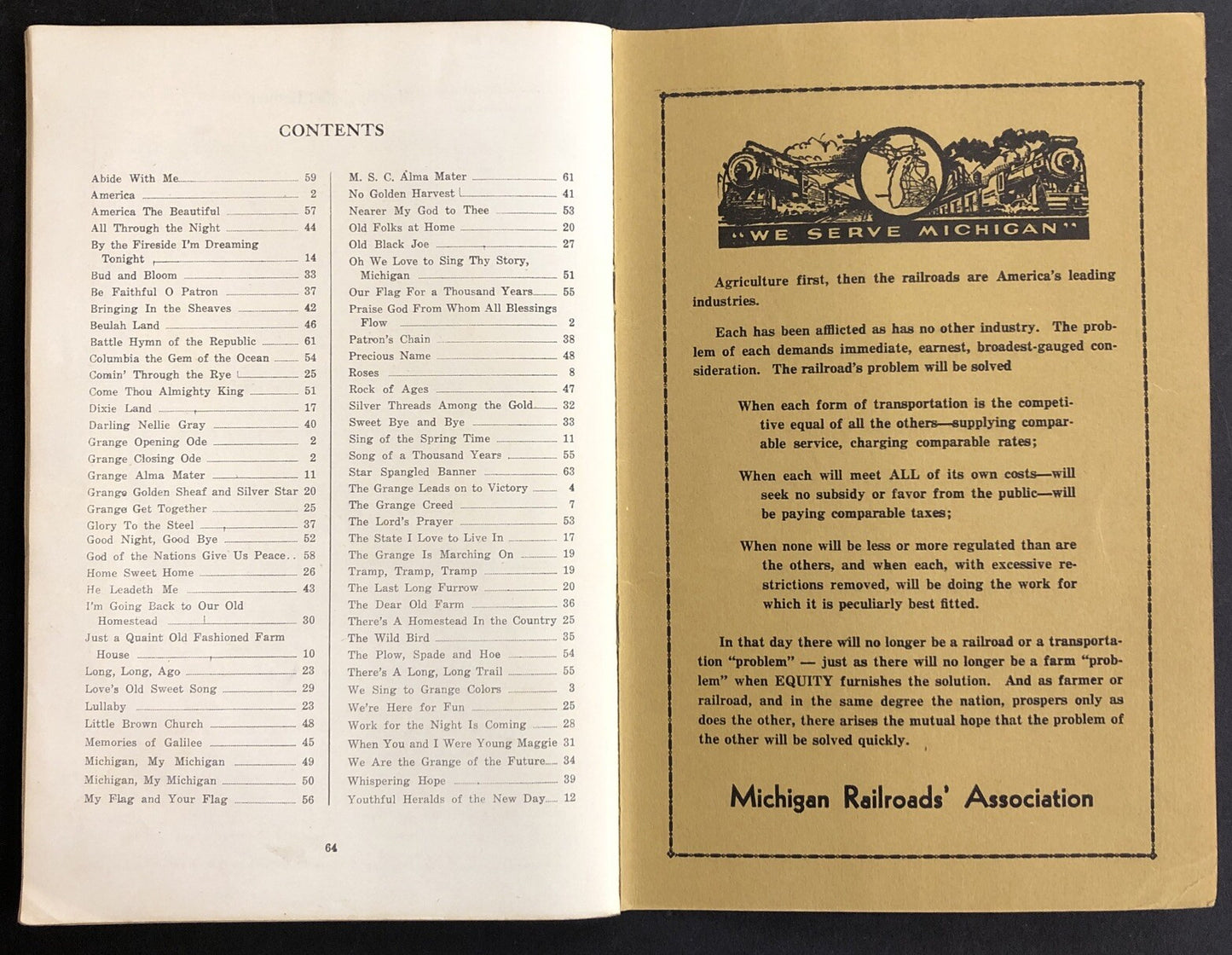 Michigan State Grange Song Collection Dora Stockman 3rd Edition 1935 Paperback