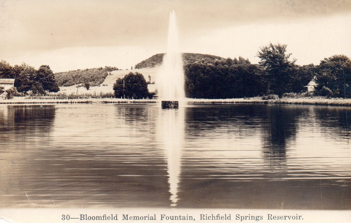 Bloomfield Memorial Fountain Richfield Springs Reservoir NY Real Photo Postcard
