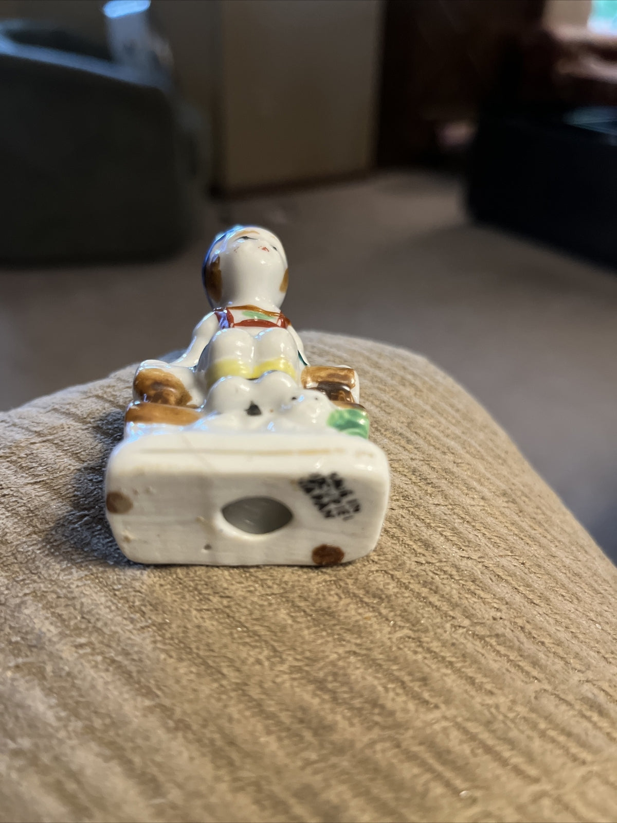Vintage Figurine ~ Little Boy Sitting on a Fence ~ Ceramic / Porcelain ~ Japan