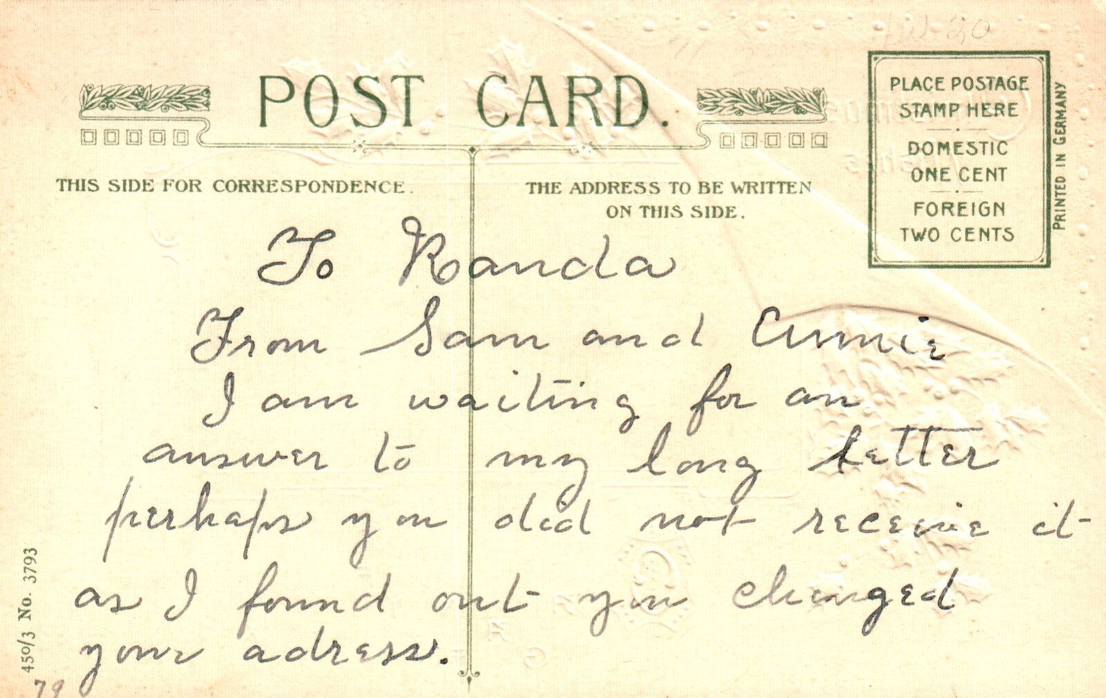 John Winsch Christmas Wishes View of Family Walking Home Snowy Vintage Postcard