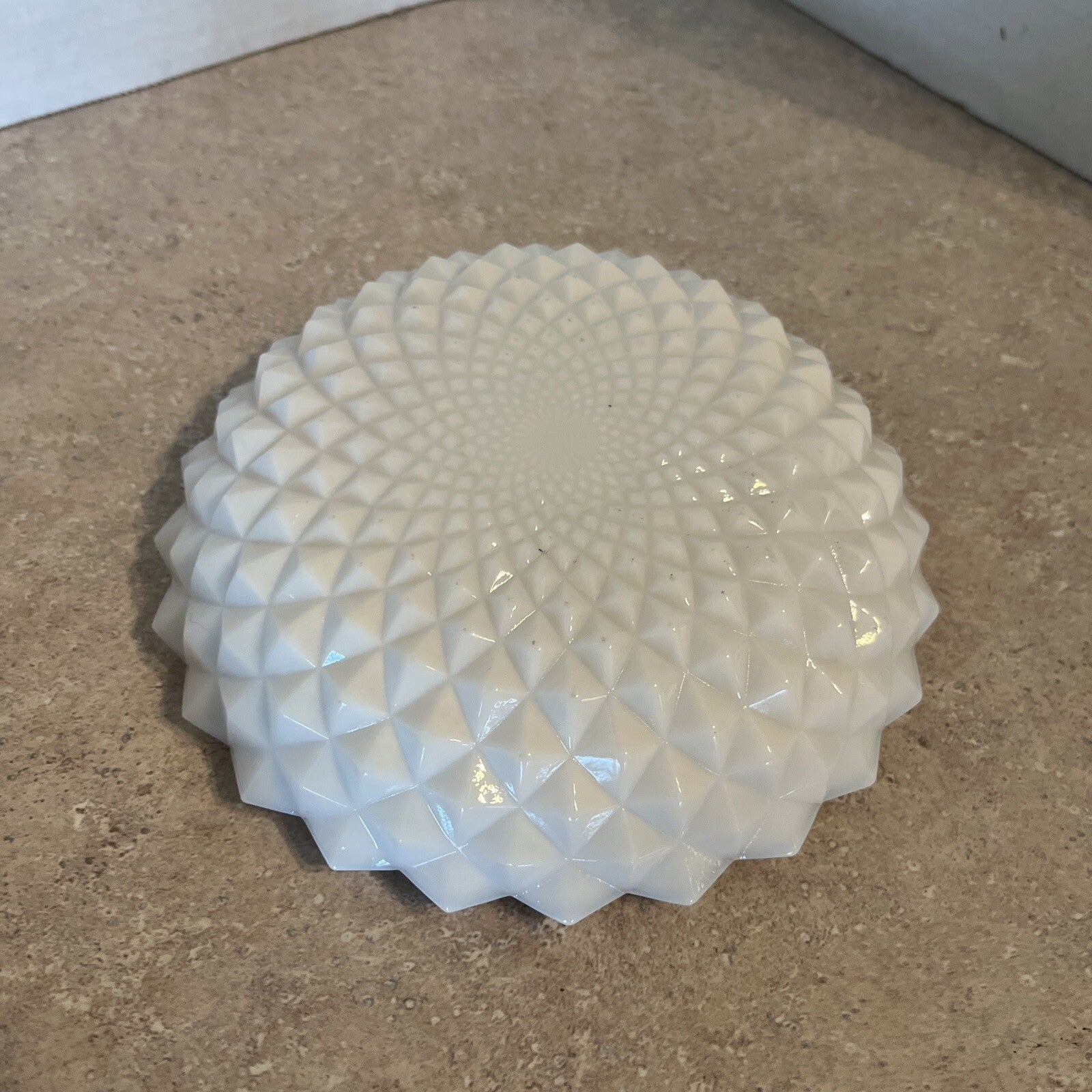 Vintage Westmoreland Milk Glass Sawtooth Diamond Point Lidded Candy Dish 5 1/2"
