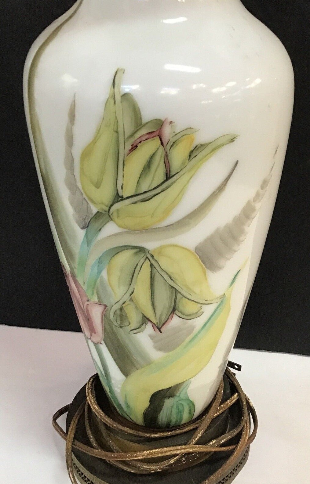 1930's Art Deco art nouveau26.5" Rare Hand Painted  Lamp Works