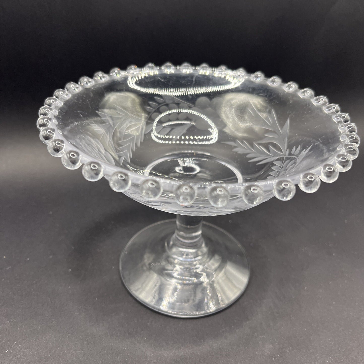 Imperial Glass Candlewick Etched Bowl with Pedestal