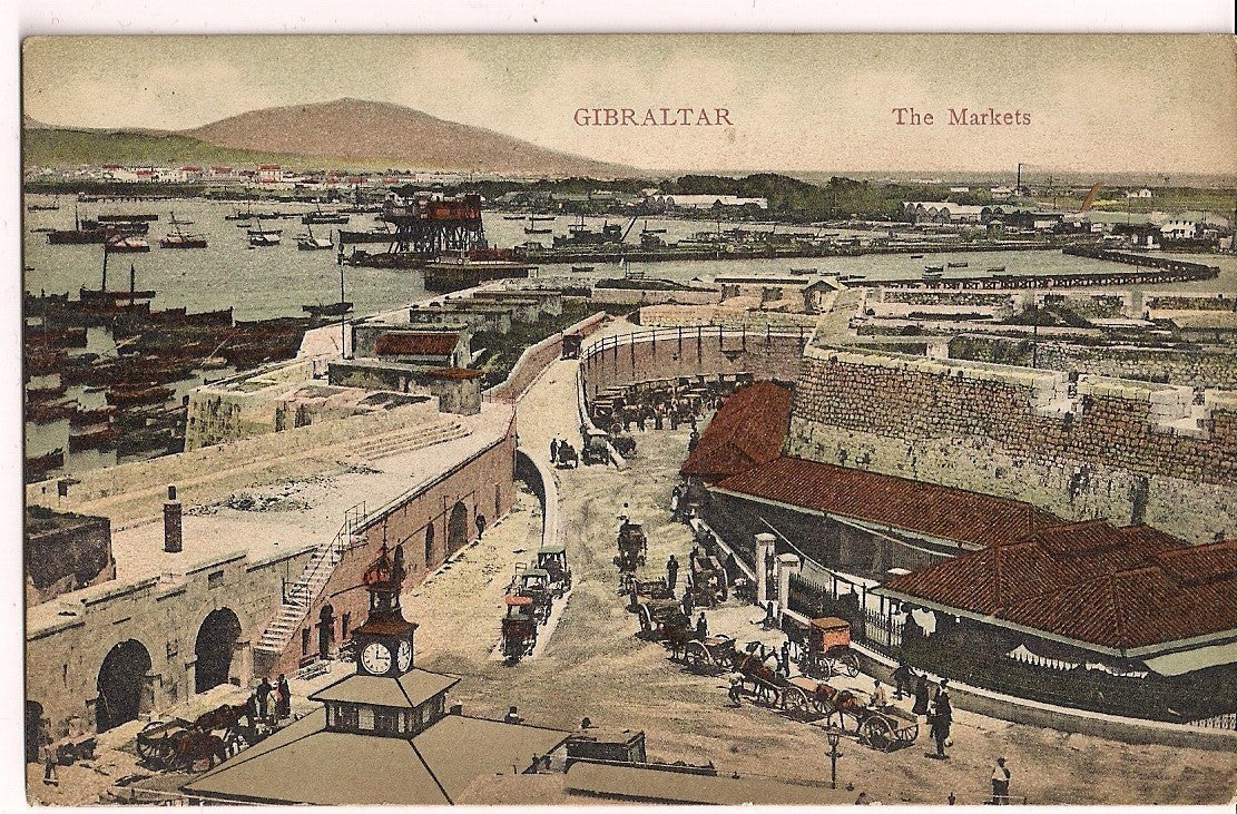 The Markets Horse wagons Gibraltar Postcard