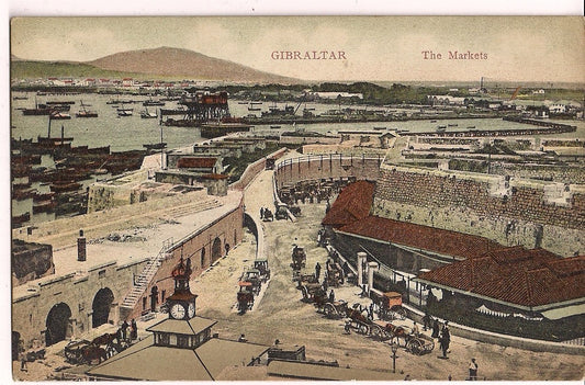 The Markets Horse wagons Gibraltar Postcard