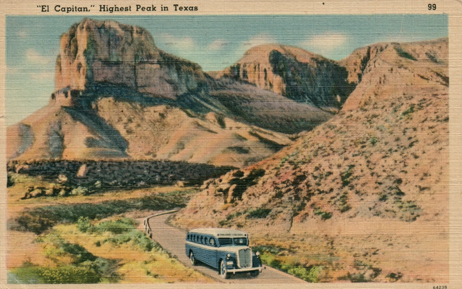 El Capitan Ft. Bliss El Paso Bus Tex Texas TX Postcard  