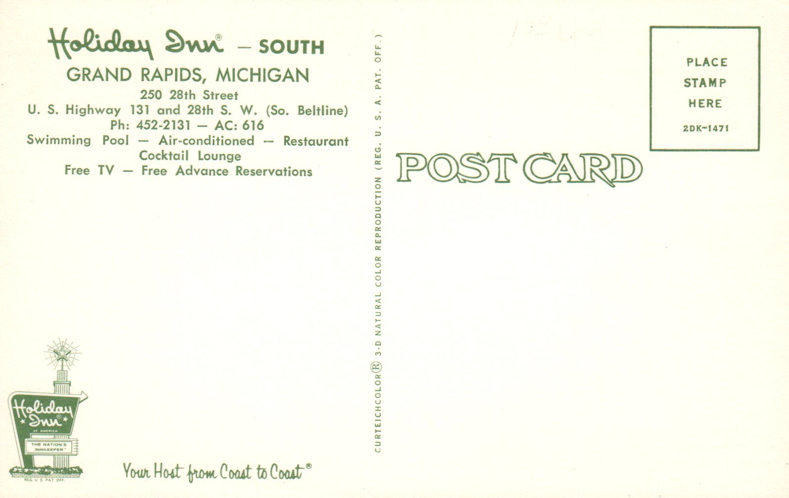 Holiday Inn South Grand Rapids, Grand Rapids Michigan Mich. MI Postcard