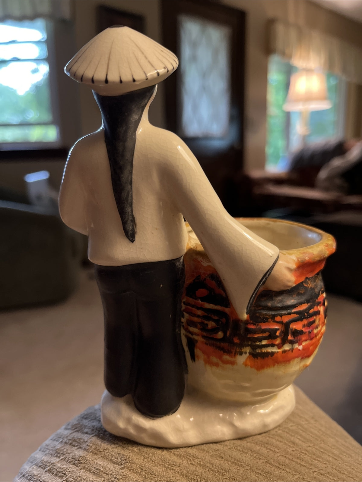 Vintage Asian Man Figurine Planter Hand Painted in Occupied Japan