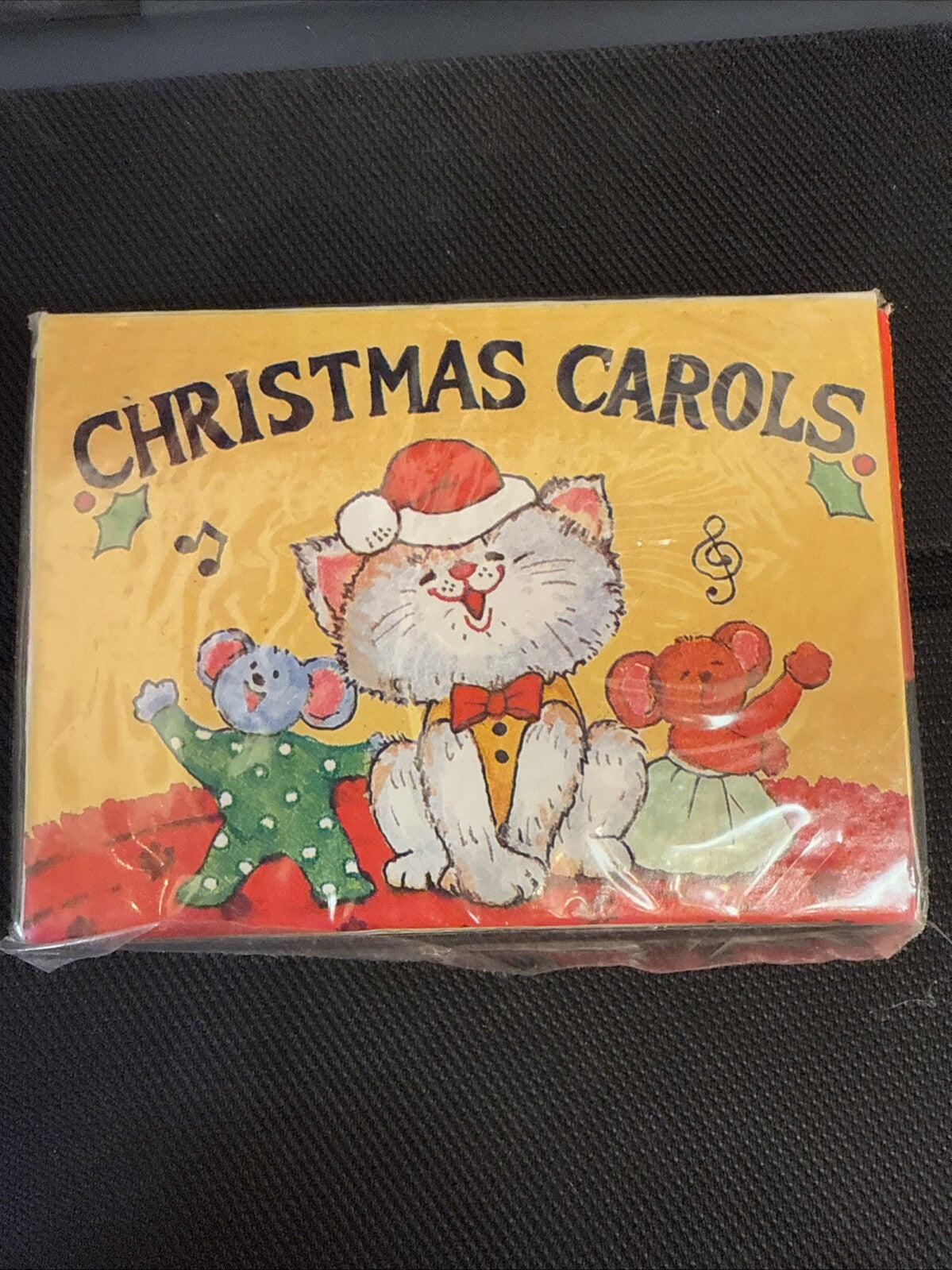 Vintage SSCO Christmas Carols Cat Mini Book Ornament 6 Songs 20 Pages Taiwan