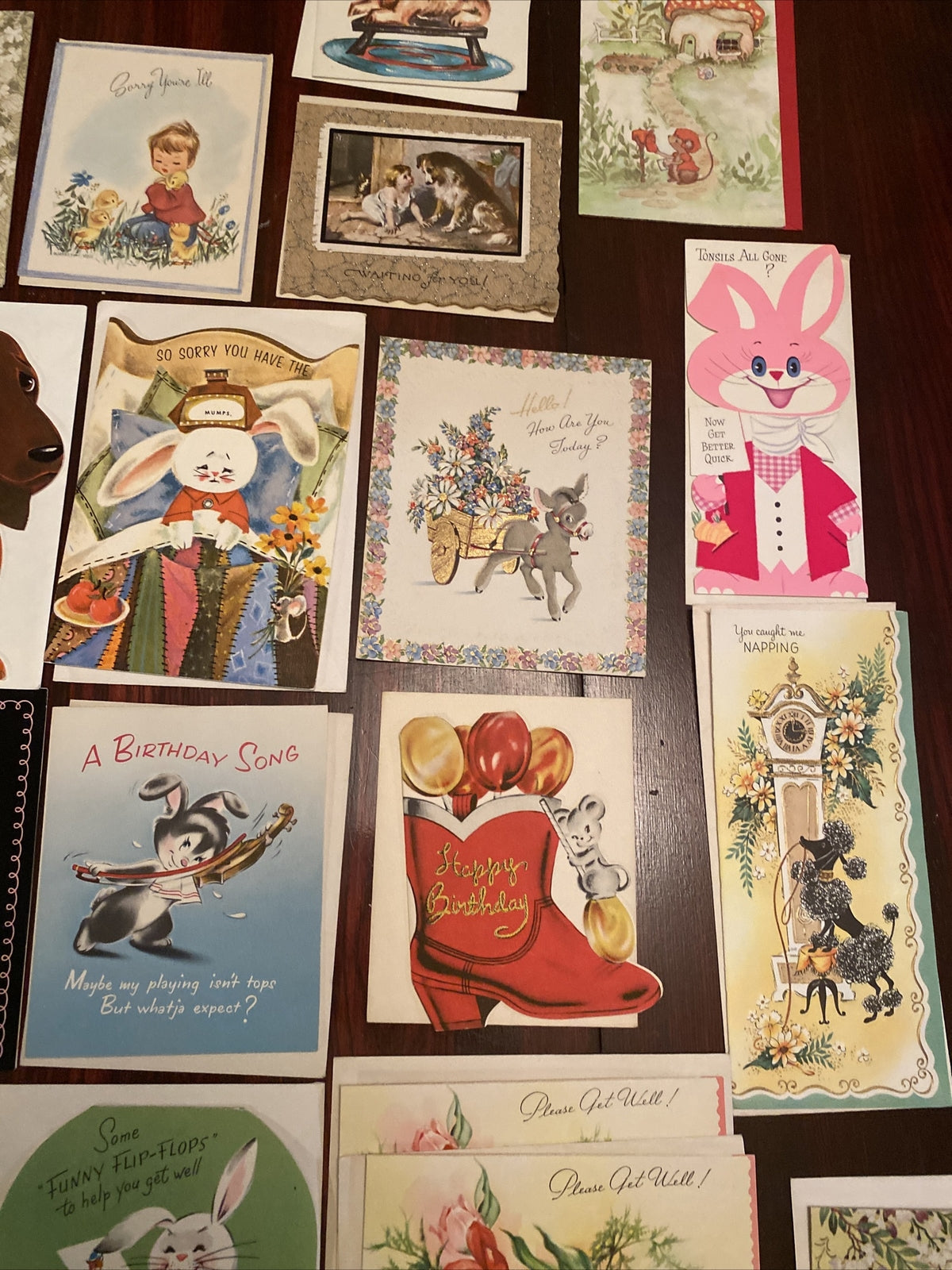 Vintage lot of 25 Greeting Cards Animals dogs rabbits deer lion elephant & More