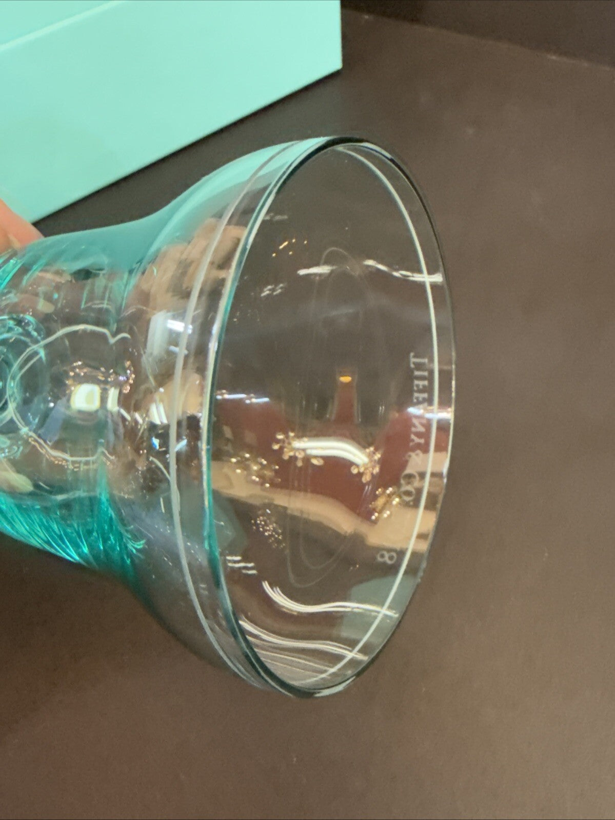 Tiffany & Co Blue Crystal Bell Ornament Glass WITH Ribbon & BOX 4½” 2018 Holiday