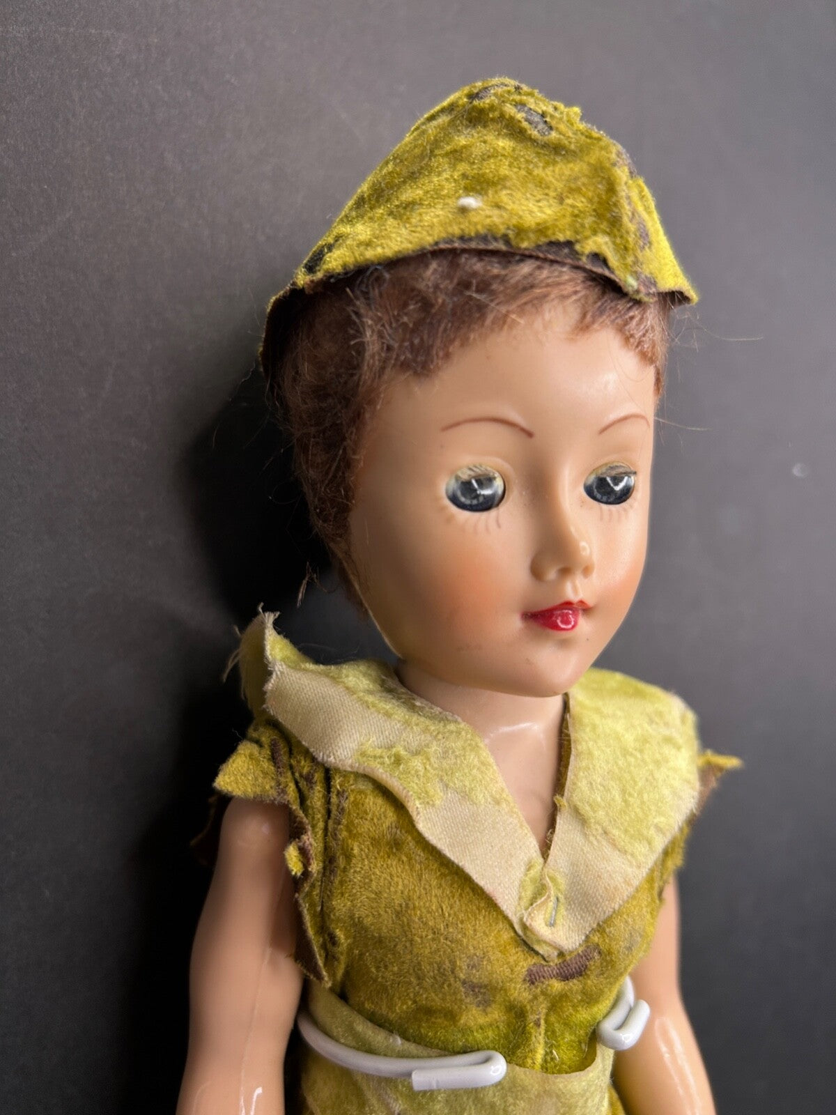 1950's Vintage Peter Pan Doll Blinking Eyes Arms and Legs That Move With Stand