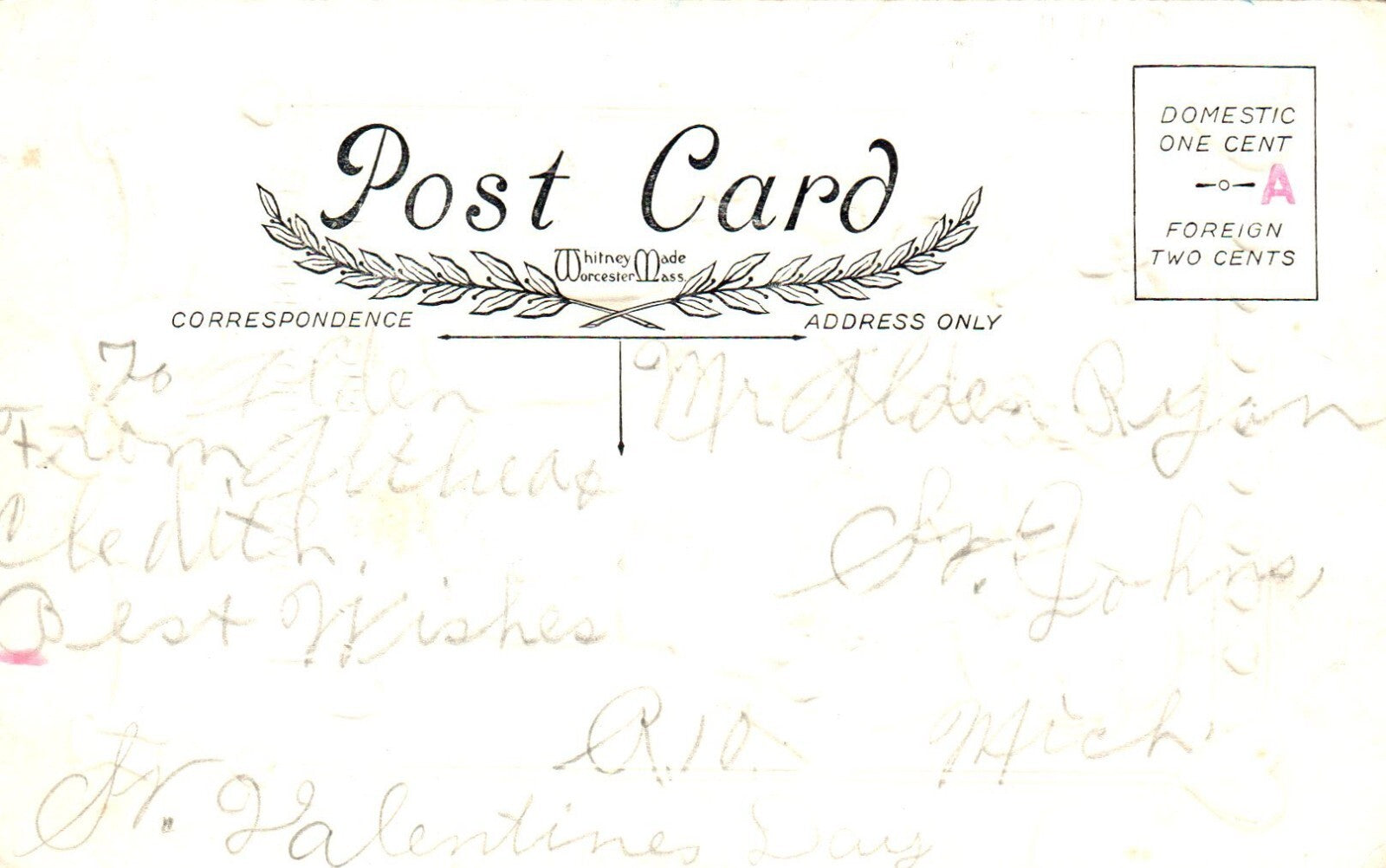 Embossed Children Hearts Valentines Postcard