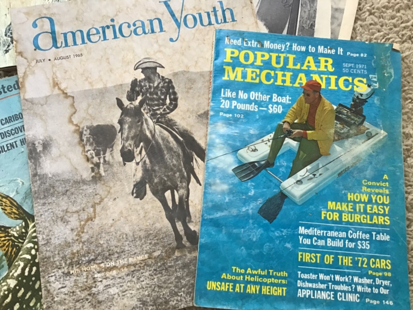 Lot of 7 Vintage Outdoor Field Stream Popular Mechanics Model Aviation Magazines