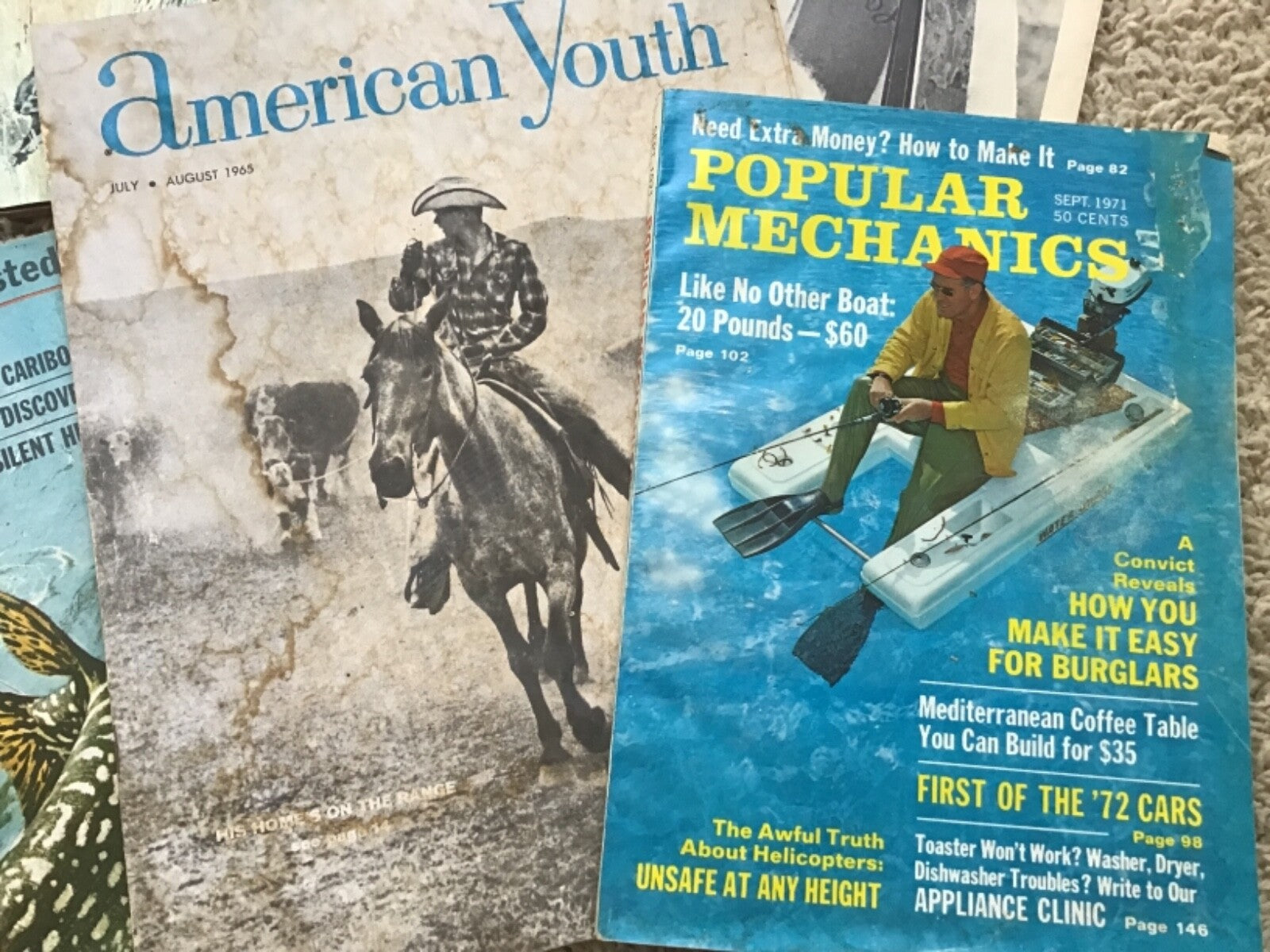 Lot of 7 Vintage Outdoor Field Stream Popular Mechanics Model Aviation Magazines