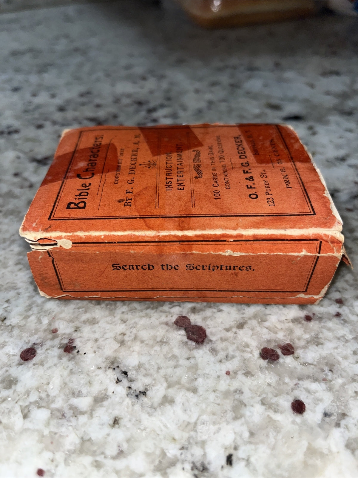 Antique 1915 Bible Characters Trivia Card Game By F.G. Decker A.M. Rare Complete