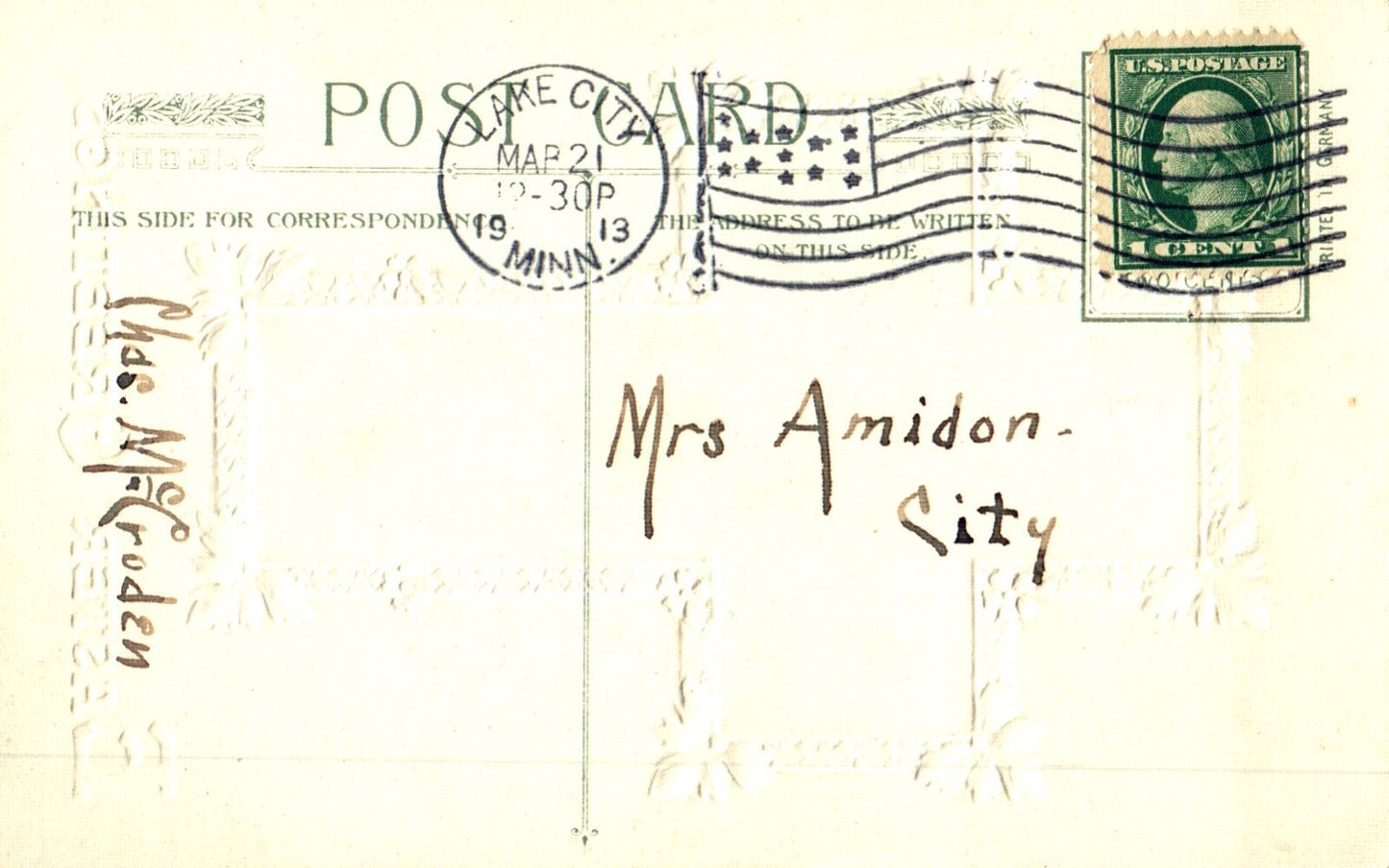 Easter Greetings Embossed Silver Gilt Church Scene Vintage Easter Postcard