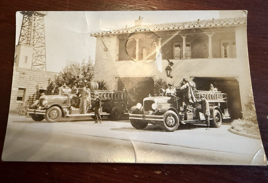 1934 RPPC Real Photo LA County Fire Department  CA California Postcard Truck +