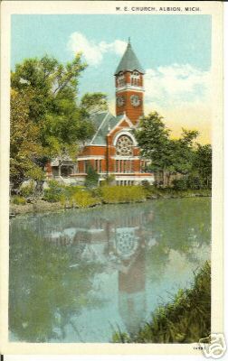 M E Church Albion Mich MI Michigan Postcard 520