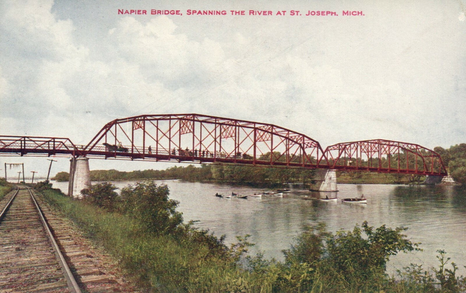 Napier Bridge, Spanning the River at ST. Joseph Michigan MI Postcard