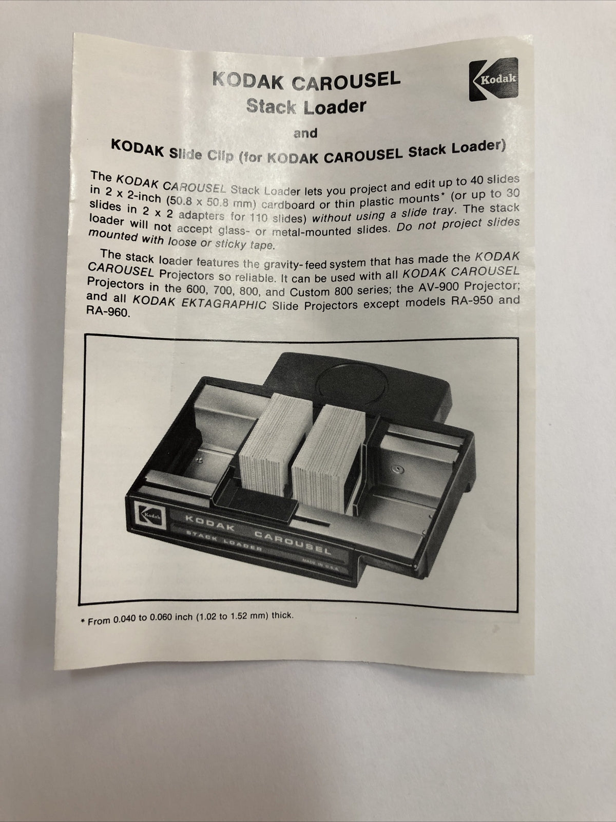 KODAK Carousel Stack Loader B40 For Series 600, 700, 800 & Ektagraphic