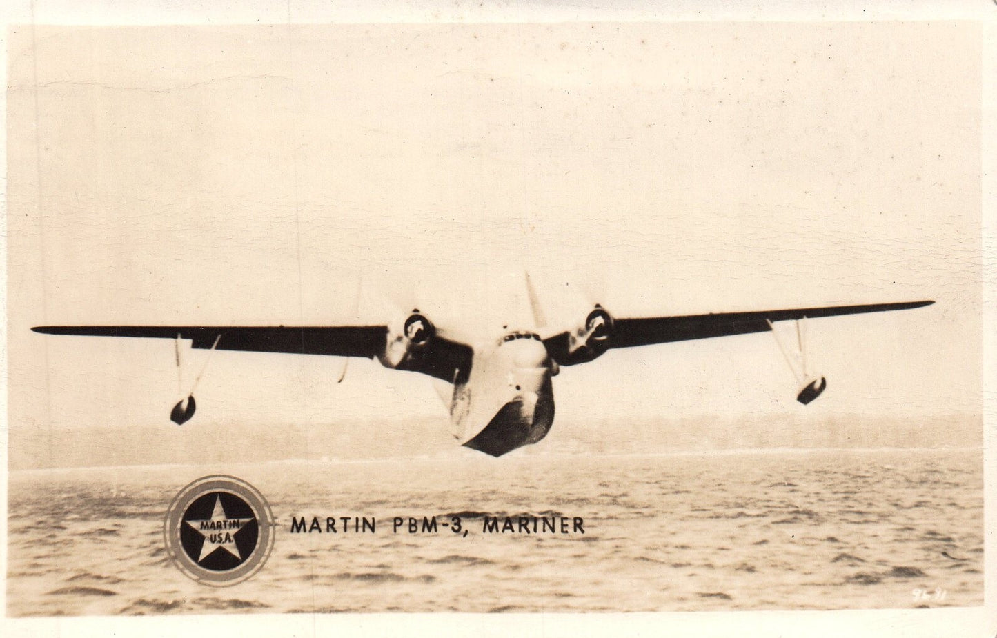 Martin PBM-3 Mariner Vintage Real Photo Airplane Postcard