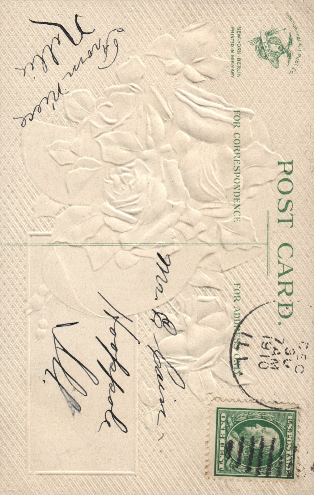 Best Wishes Pink White Red Roses in Clogs Windmill inset Happy New Year Postcard