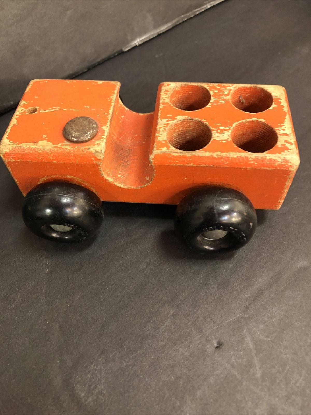 LOT of Vintage Holgate 5 wood Wooden Toy Cars and 1 Trailer