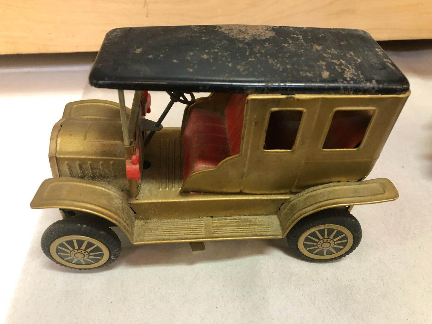 Old Tin Battery Operated Model T Antique Toy Car (2) - 1960s Japan