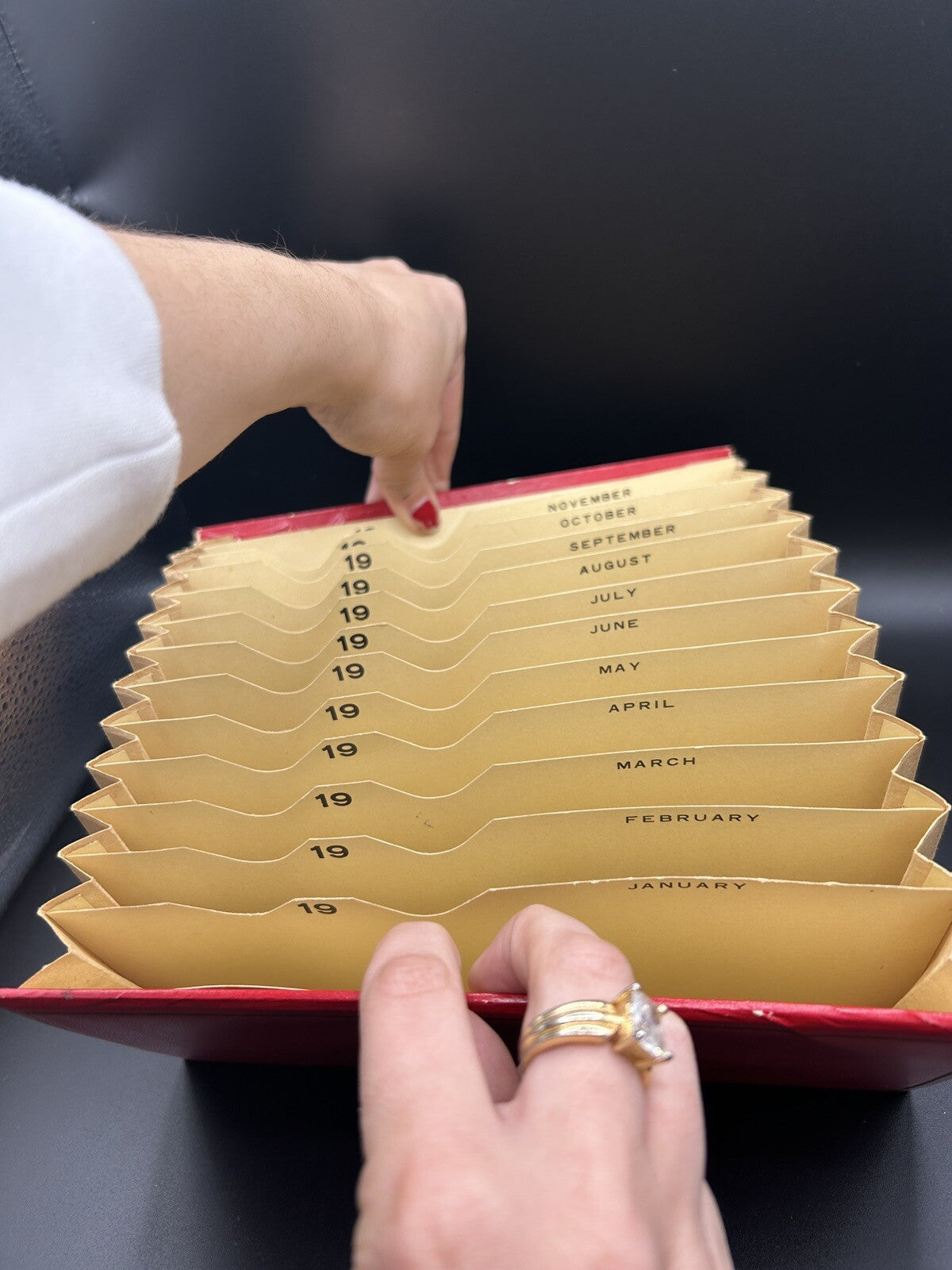 Vintage Red 12 Month Check File Jan-Dec Made in Japan