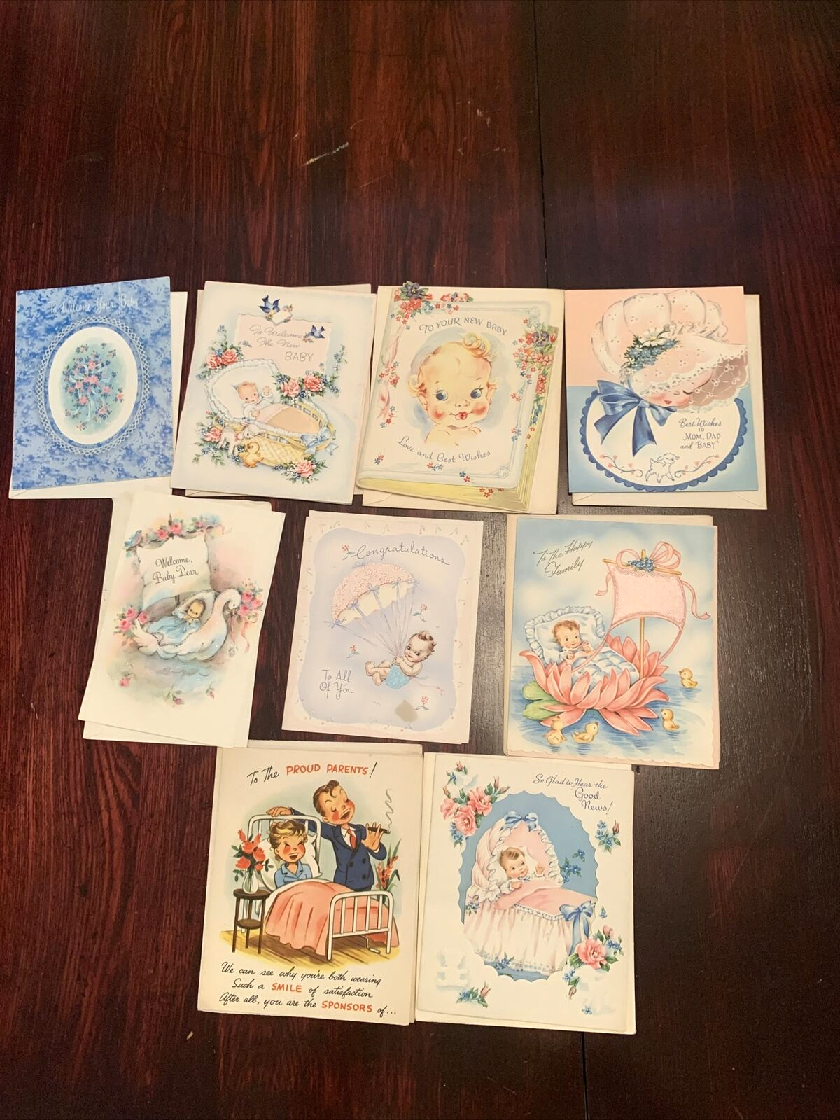 Lot of 19 Vintage Baby Announcement/ Birth Greeting Cards